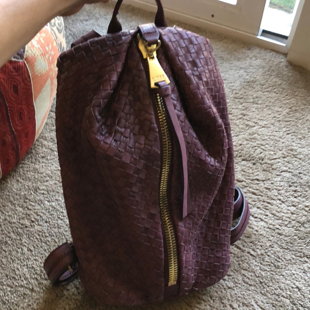 Leather woven backpack